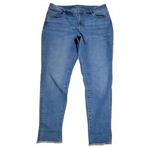 Maurices High Rise‎ Medium Light Wash Raw Hem Skinny Jeans Plus 20W REG